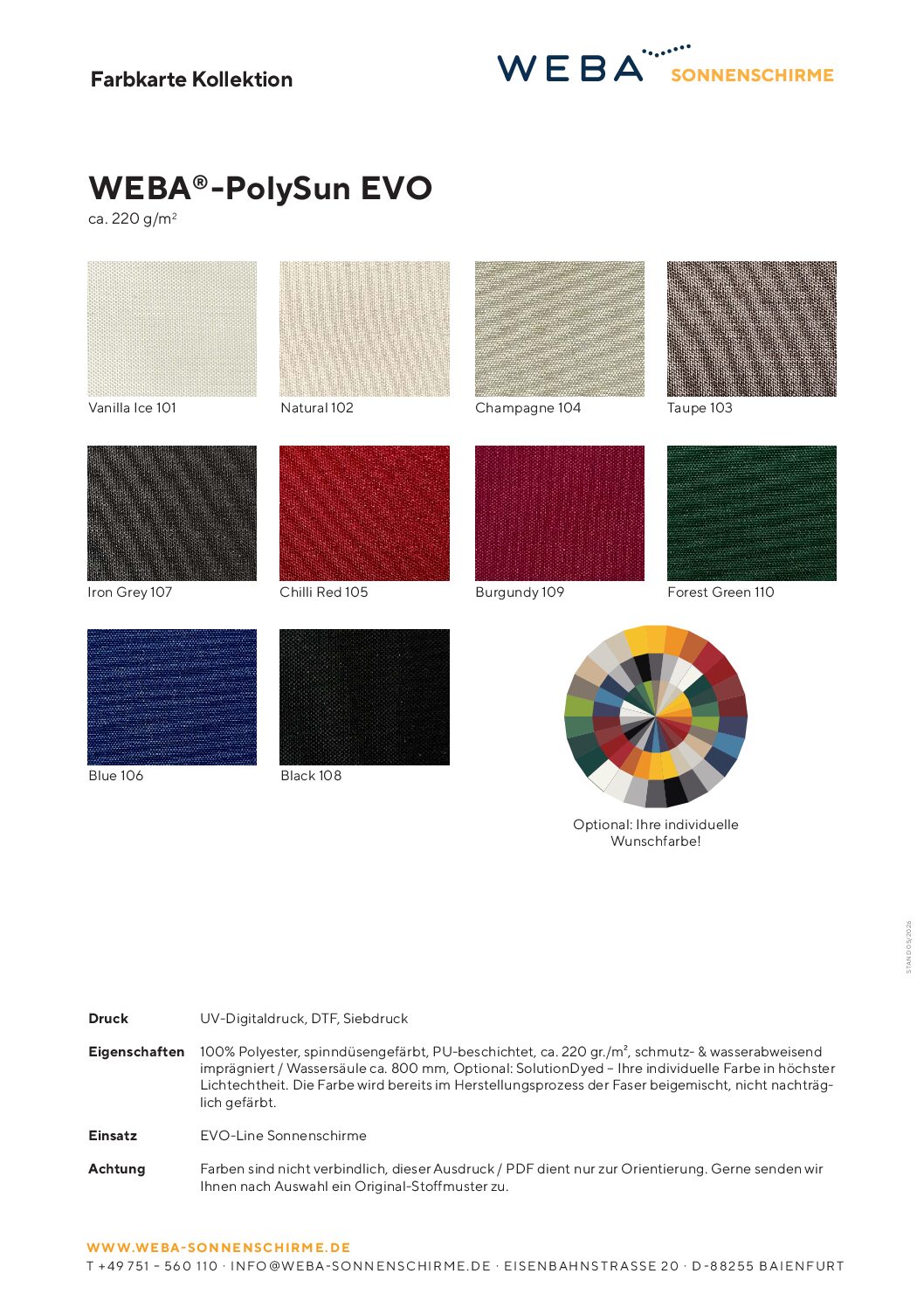 Farbkarte – PolySun EVO