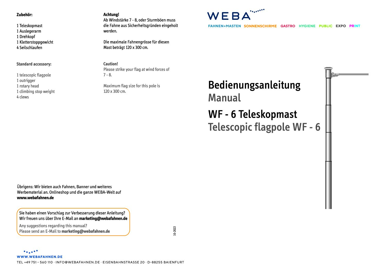 Fahnenmast WF 6 – Anleitung